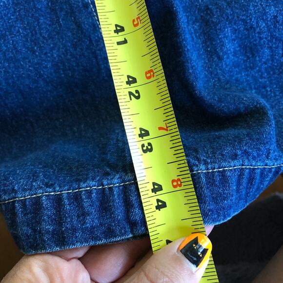 Vintage Original TY Wear Denim Midi Dress M Pocket 90s Revival Minimalist Fall - Picture 9 of 9